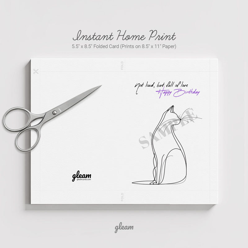 Birthday Card – Line Art Cat