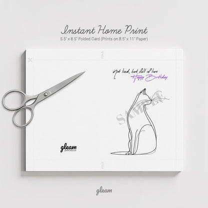 Birthday Card – Line Art Cat