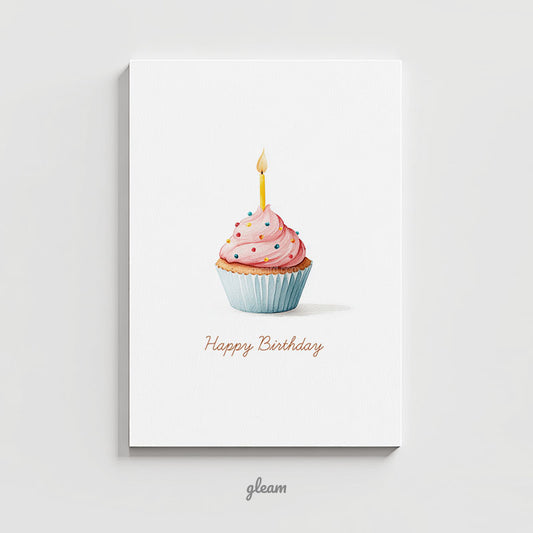 Birthday Card – Pink Cupcake with Candle