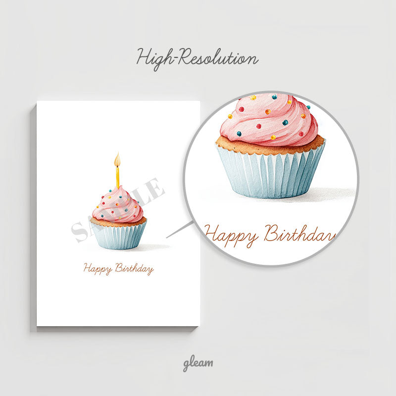 Birthday Card – Pink Cupcake with Candle