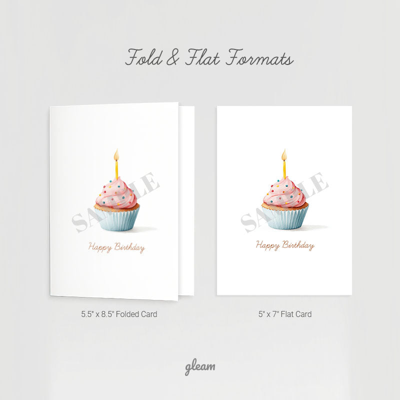 Birthday Card – Pink Cupcake with Candle