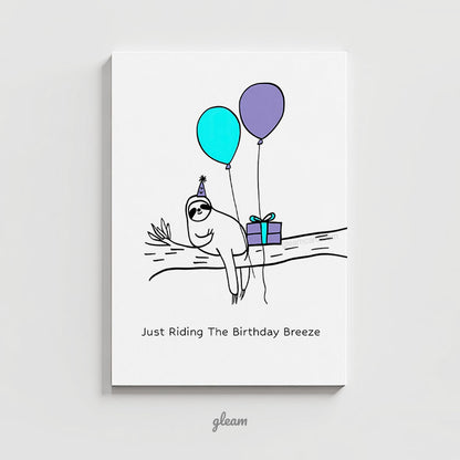 Birthday Card – Sloth with Balloons