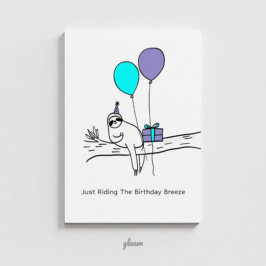 Birthday Card – Sloth with Balloons