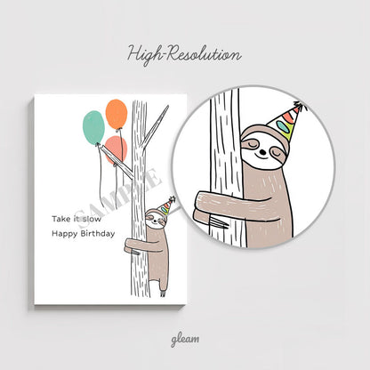 Birthday Card – Slow Sloth