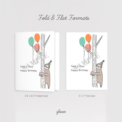 Birthday Card – Slow Sloth
