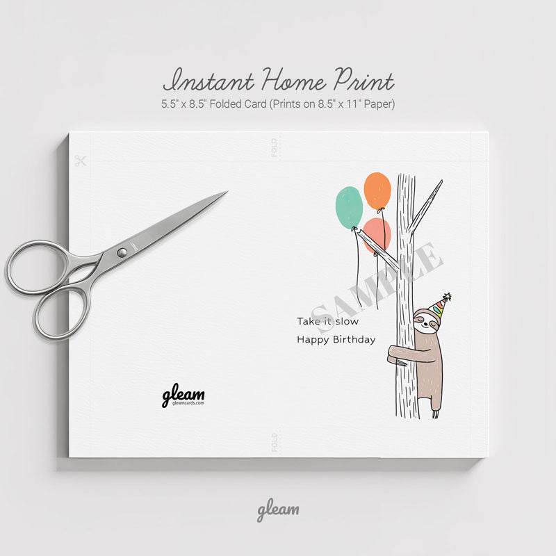 Birthday Card – Slow Sloth