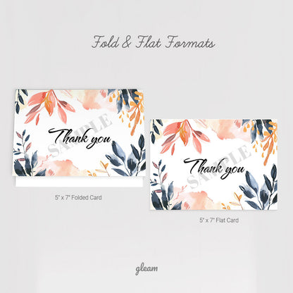 Thank You Card - Watercolor Floral Design