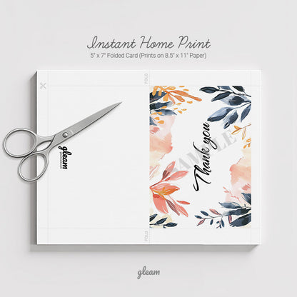 Thank You Card - Watercolor Floral Design