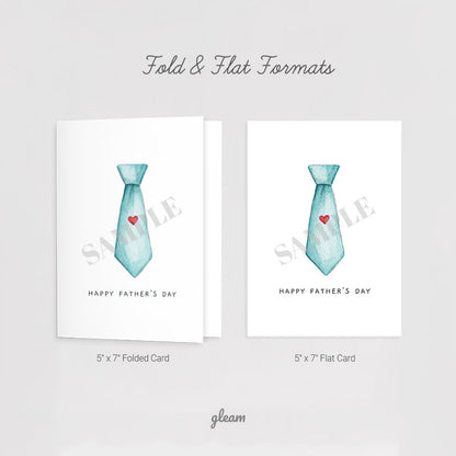 Father’s Day Card – Watercolor Tie with Heart