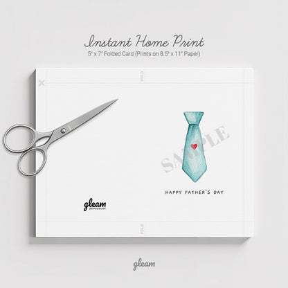 Father’s Day Card – Watercolor Tie with Heart