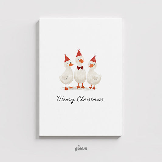 Cute ducks in party hats Merry Christmas printable card design digital download five by seven by GleamCards