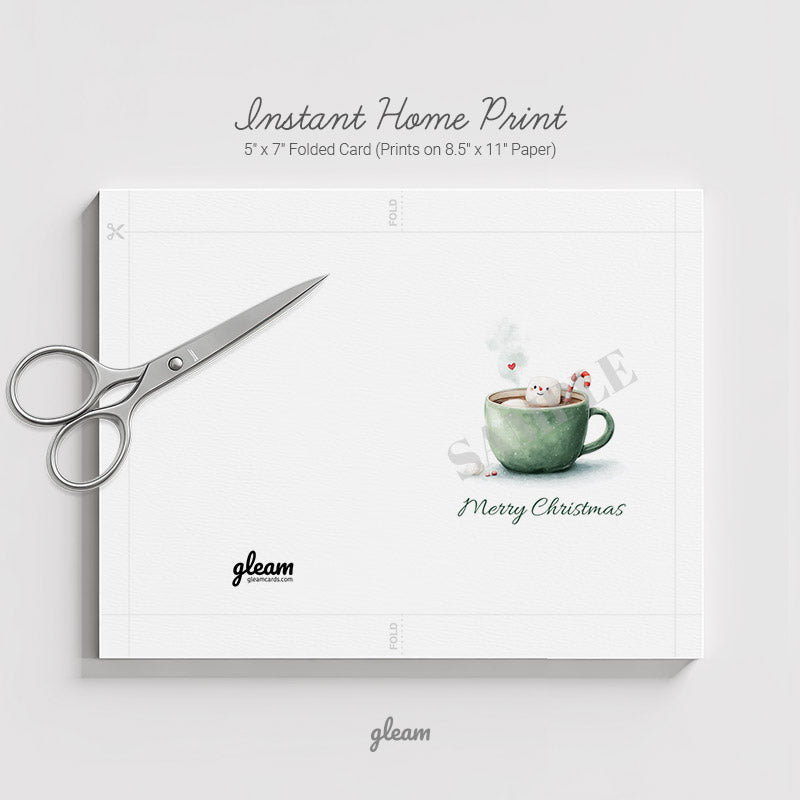 Easy DIY Home Print Christmas Card Template with Crop Marks - PDF & JPG Included