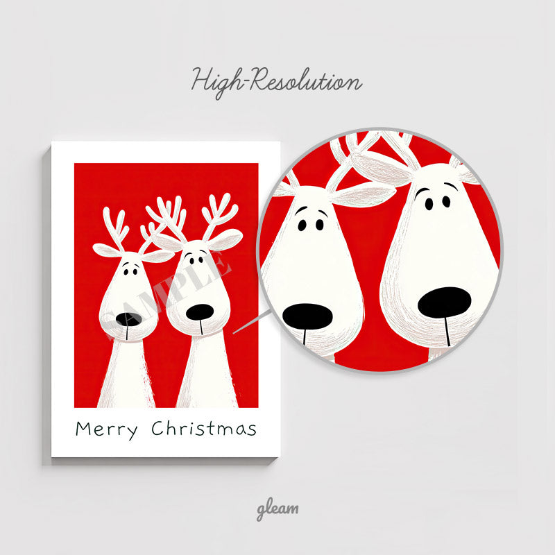 Christmas Card – Quirky Reindeer Duo