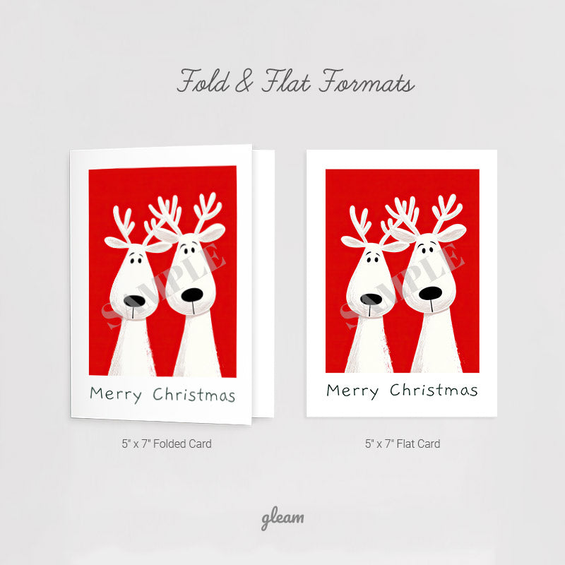 Christmas Card – Quirky Reindeer Duo