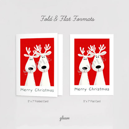 Christmas Card – Quirky Reindeer Duo